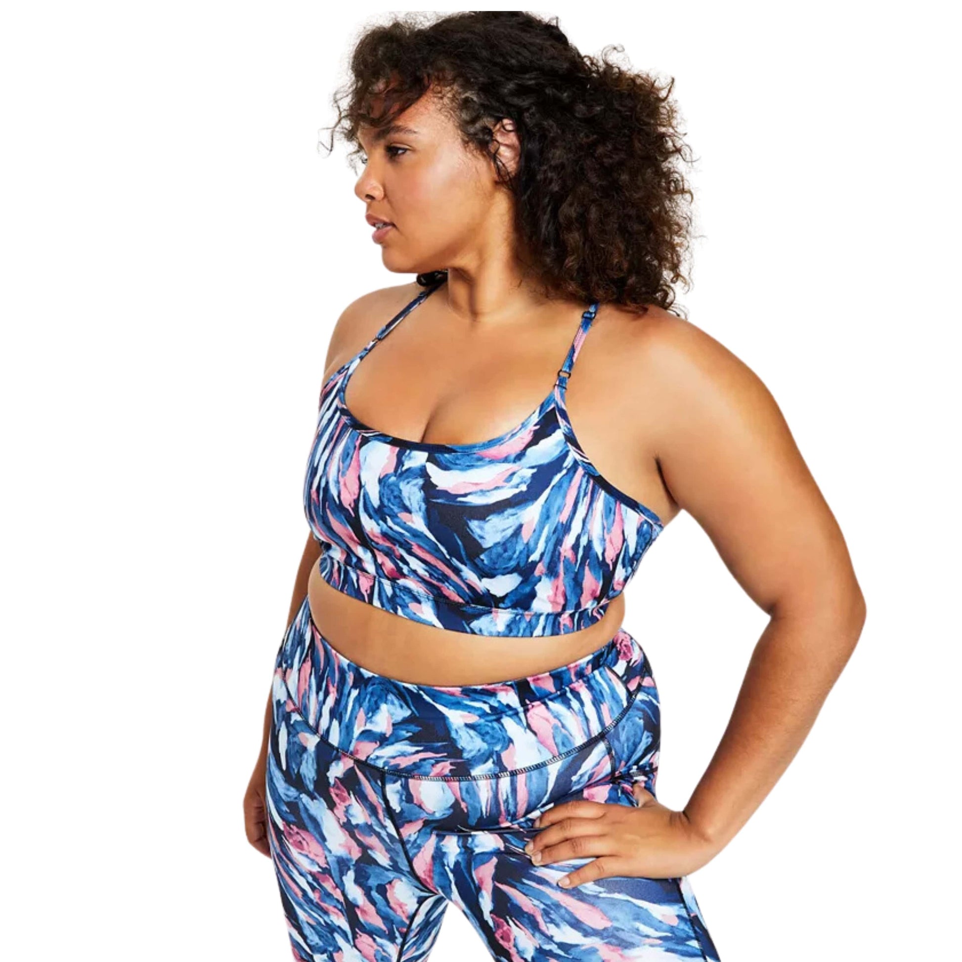 IDEOLOGY Womens sports IDEOLOGY -  Plus Size Brushstroke-Print Low-Impact Sports Bra