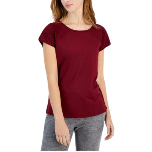 IDEOLOGY Womens Tops XS / Burgundy IDEOLOGY - Textured Short Sleeve T-Shirt