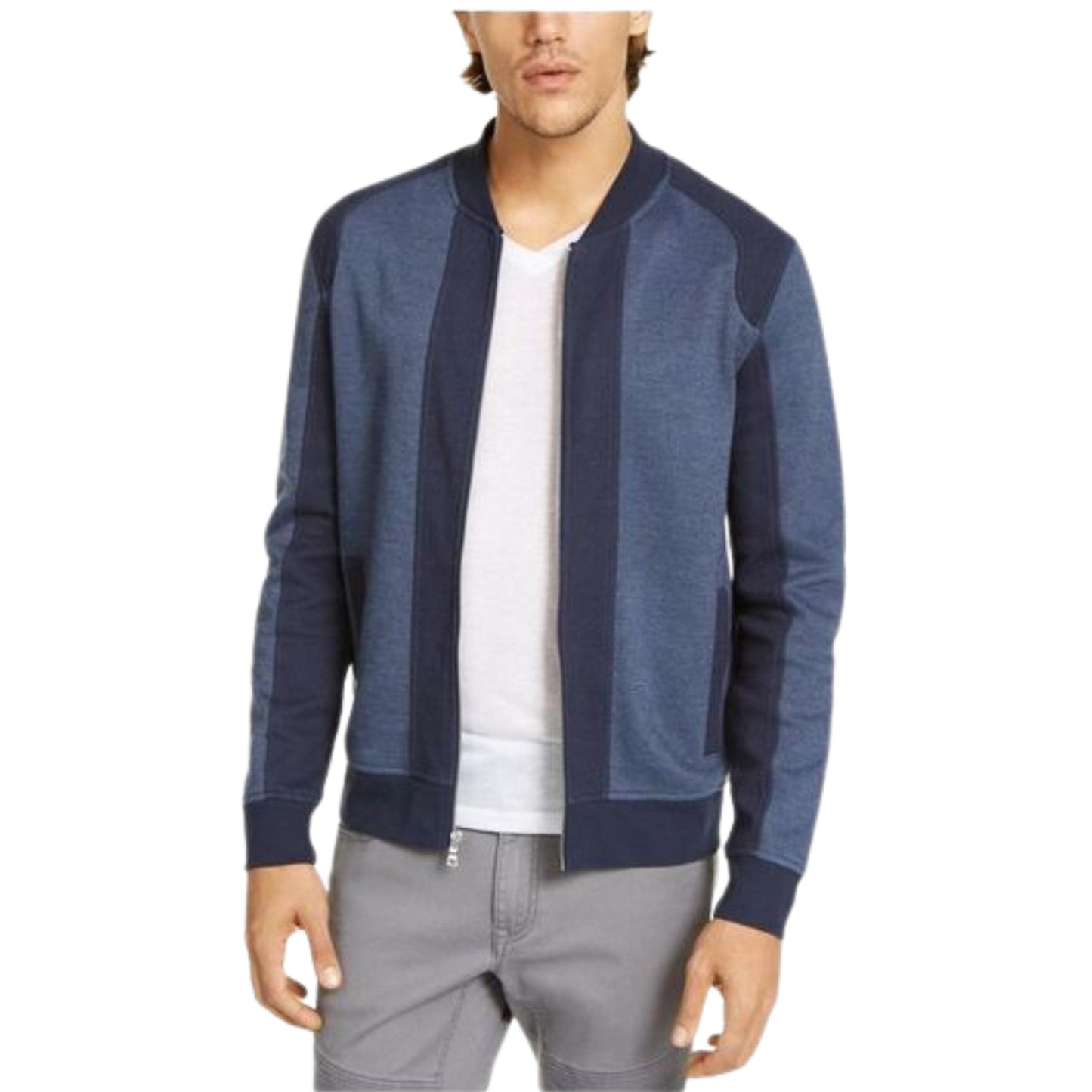 INC INTERNATIONAL CONCEPTS Mens Jackets XXL / Blue INC - Full-Zip Colorblock Bomber Textured Jacket