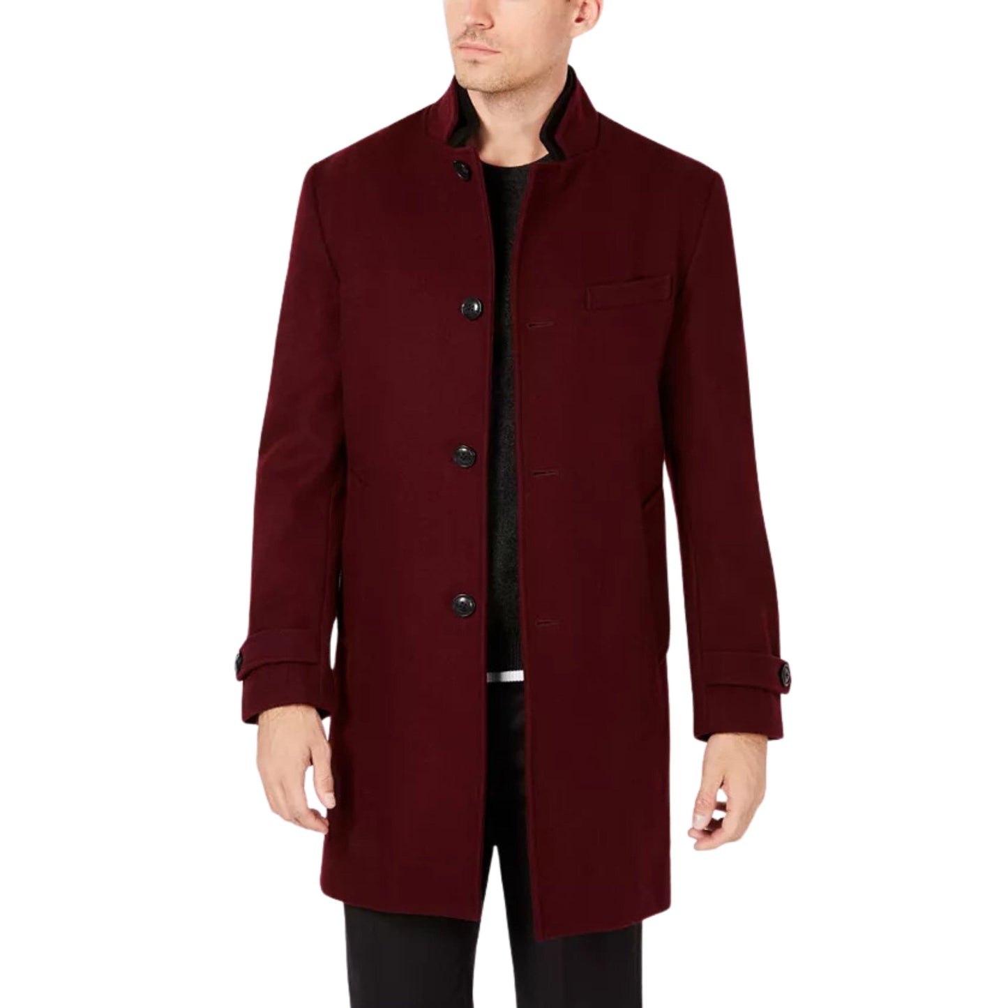 INC INTERNATIONAL CONCEPTS Mens Jackets L / Burgundy INC - Todd Slim-Fit Topcoat