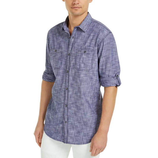 INC INTERNATIONAL CONCEPTS Mens Tops L / Purple INC - Chambray Dual-Pocket Shirt