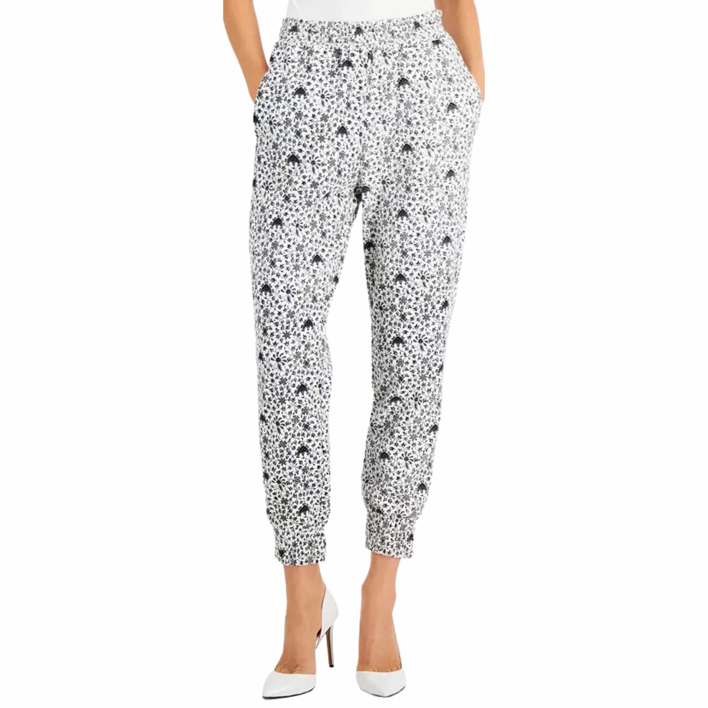 INC INTERNATIONAL CONCEPTS Womens Bottoms INC - Pocketed Joggers Elastic Waistband Cuffs Printed Pants