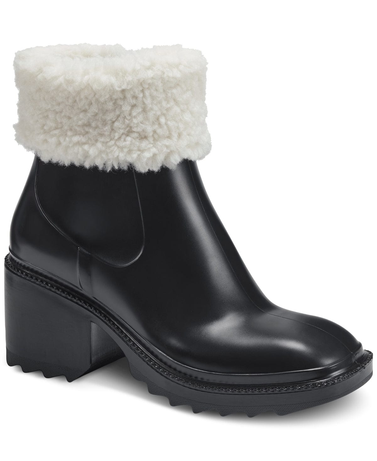 INC INTERNATIONAL CONCEPTS Womens Shoes 41 / Black INC -  Faux Fur Lined Faux Fur Trim Rain Boots