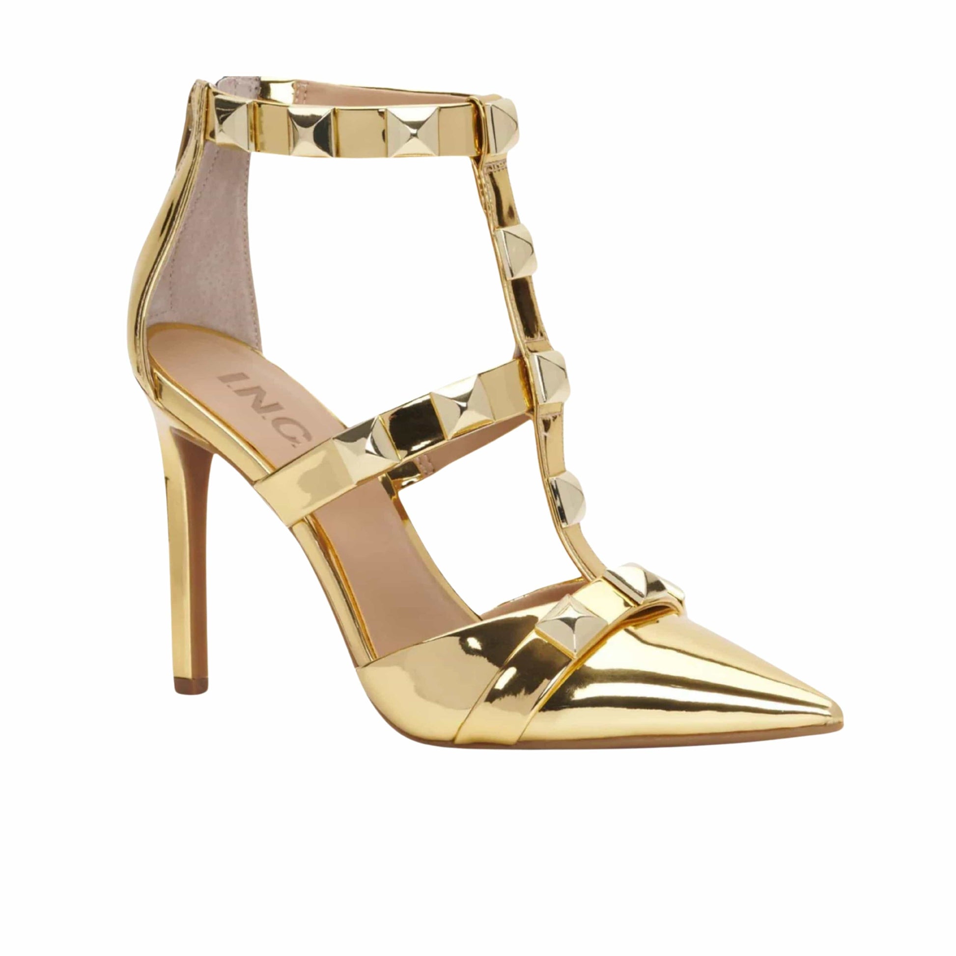 INC INTERNATIONAL CONCEPTS Womens Shoes 40.5 / Gold INC INTERNATIONAL CONCEPTS - Studded Ankle Strap Pumps