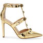 INC INTERNATIONAL CONCEPTS Womens Shoes 40.5 / Gold INC INTERNATIONAL CONCEPTS - Studded Ankle Strap Pumps