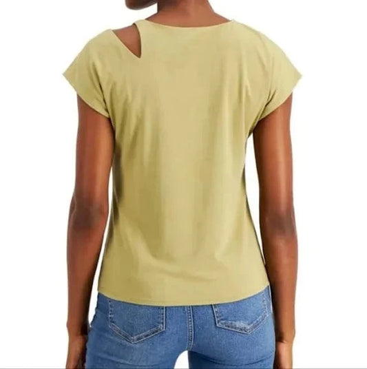 INC INTERNATIONAL CONCEPTS Womens Tops XS / Green INC INTERNATIONAL CONCEPTS - Green Stretch Short Sleeve Crew Neck Top