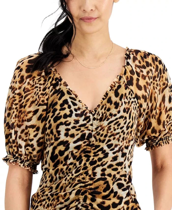 INC INTERNATIONAL CONCEPTS Womens Tops XS / Multi-Color INC INTERNATIONAL CONCEPTS - Puff-Sleeve Mesh Top,
