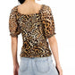 INC INTERNATIONAL CONCEPTS Womens Tops XS / Multi-Color INC INTERNATIONAL CONCEPTS - Puff-Sleeve Mesh Top,