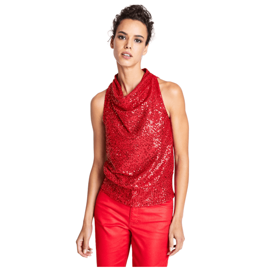 INC INTERNATIONAL CONCEPTS Womens Tops XS / Red INC INTERNATIONAL CONCEPTS -  Sequin Shine Halter Top