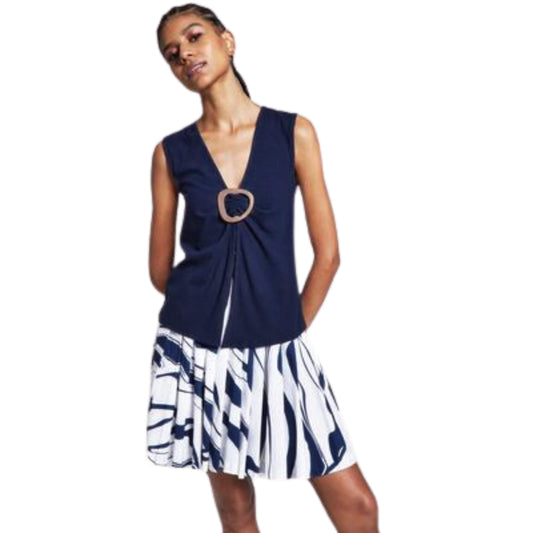 INC INTERNATIONAL CONCEPTS Womens Tops M / Navy INC INTERNATIONAL CONCEPTS - Split-Front blouse