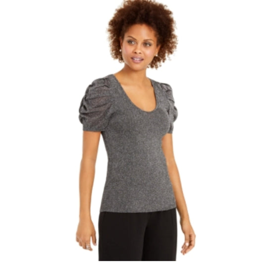 INC INTERNATIONAL CONCEPTS Womens Tops XS / Silver INC INTERNATIONAL CONCEPTS -  Women's Black Textured Shimmering