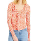 INC INTERNATIONAL CONCEPTS Womens Tops S / Orange INC - Printed Ruffled Ruched Mesh Top