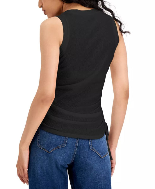 INC INTERNATIONAL CONCEPTS Womens Tops M / Black INC - Ruched Side Tie Tank Top