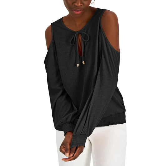 INC INTERNATIONAL CONCEPTS Womens Tops M / Black INC - s Cold-Shoulder Knit Top