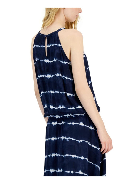 INC INTERNATIONAL CONCEPTS Womens Tops Petite S / Navy INC - Tie-Dyed Surplice Halter Top