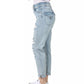 INDIGO REIN Womens Bottoms INDIGO REIN -  Destructed Double-Button Mom Jeans