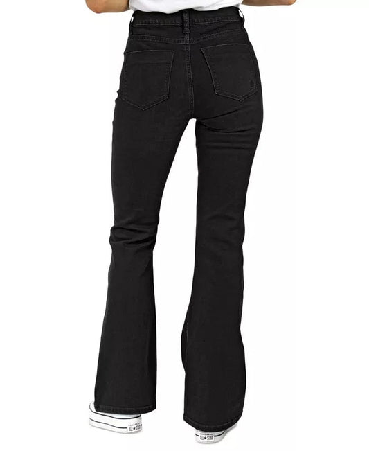 INDIGO REIN Womens Bottoms S / Black INDIGO REIN -  Lace-up Flared-Leg Denim Jeans
