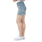 INDIGO REIN Womens Bottoms XS / Blue / 23 INDIGO REIN - Light-Wash Ultra-High-Rise Cutoff Shorts