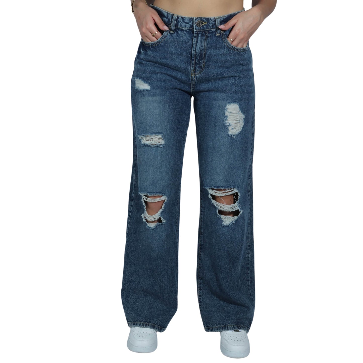 INDIGO REIN Womens Bottoms M / Blue INDIGO REIN - Ripped Jeans