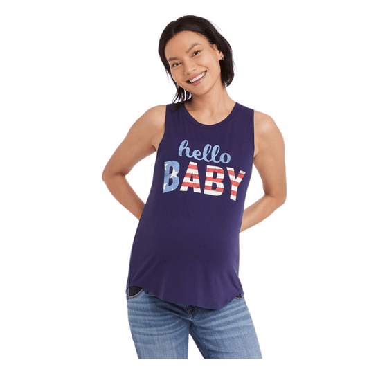 ISABEL MATERNITY Womens Tops XS / Navy ISABEL MATERNITY -  Graphic Maternity Tank Top