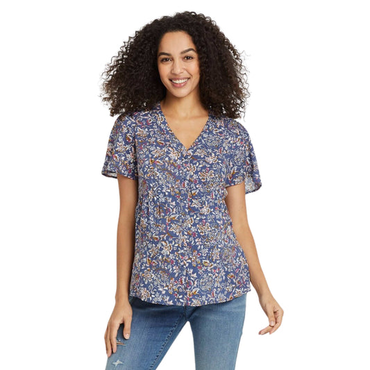 ISABEL MATERNITY Womens Tops S / Multi-Color ISABEL MATERNITY - V-Neck Button-Front Woven Maternity blouse