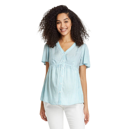 ISABEL Womens Tops XS / Multi-Color ISABEL - V-Neck Button-Front Woven Maternity blouse