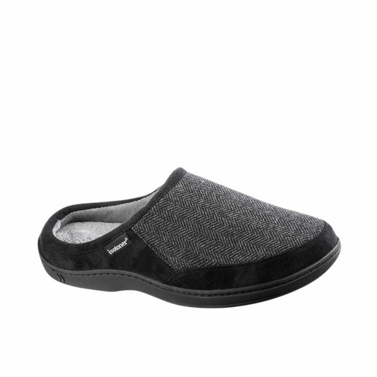 ISOTONER Mens Shoes 39-40 / Grey ISOTONER - Herringbone Logan Hoodback Slipper