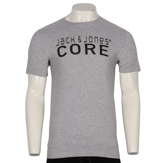 JACK & JONES Mens Tops S / Grey JACK & JONES - Logo Print Short Sleeve T-Shirt