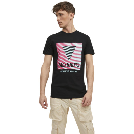JACK & JONES Mens Tops M / Black JACK & JONES -  T-Shirt 'BOOSTER'
