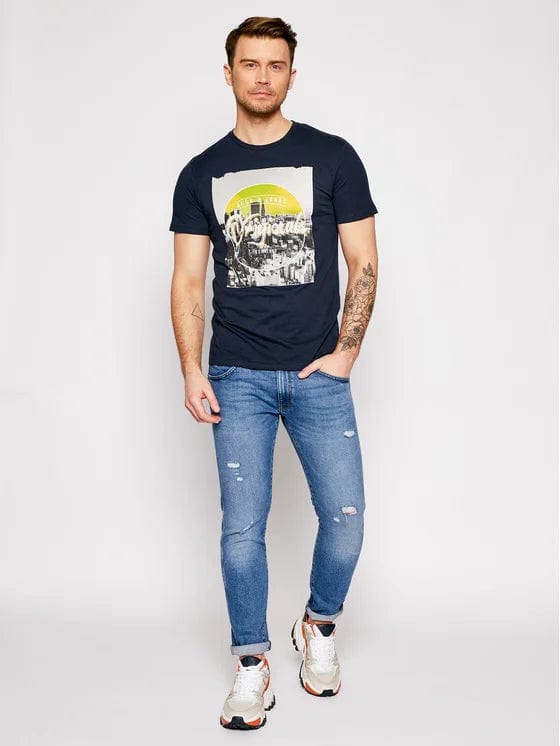 JACK & JONES Mens Tops M / Navy JACK & JONES - T-shirt Lyric