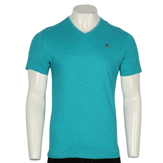 JACK & JONES Mens Tops S / Blue JACK & JONES - V Neck speckled T-Shirt