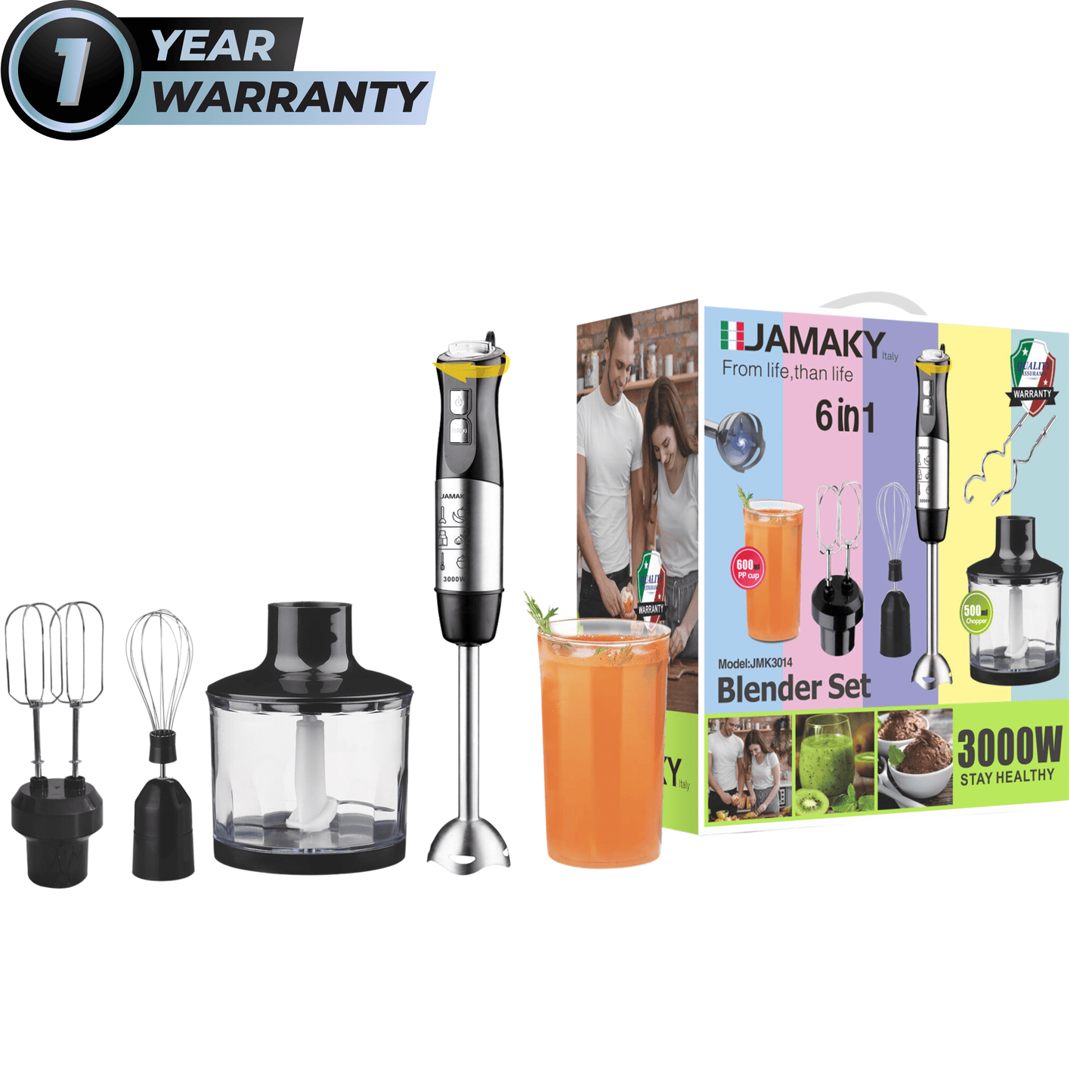 JAMAKY Kitchen Appliances 3000 W JAMAKY - Blender Set 6 In 1