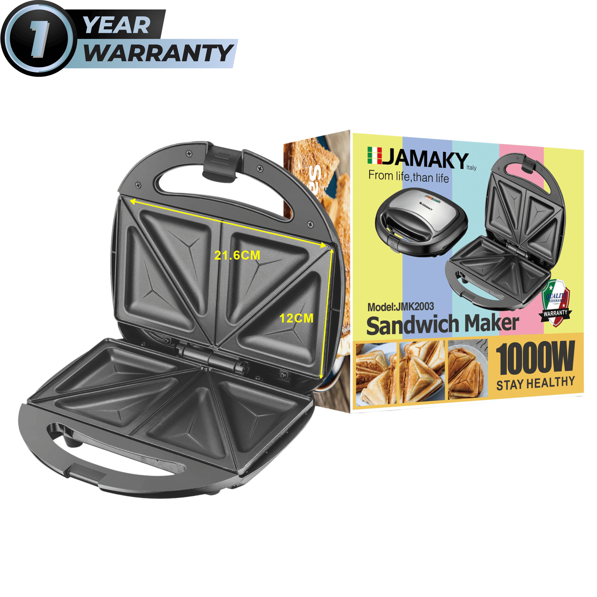 JAMAKY Kitchen Appliances 1000W JAMAKY - Sandwich Maker