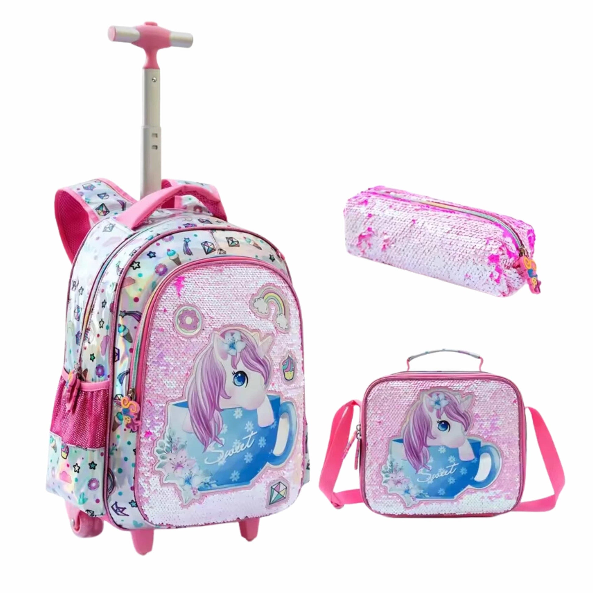 JASMINESTAR School Bags Multi-Color JASMINESTAR - Unicorn Trolley Bags 3 Pcs