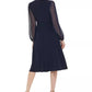 JESSICA HOWARD Womens Dress XL / Navy JESSICA HOWARD - Women's Chiffon-Sleeve Midi Dress