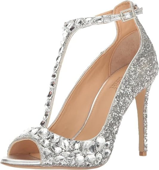 JEWEL BADGLEY Womens Shoes 38.5 / Silver JEWEL BADGLEY -Mischka Conroy Glitter