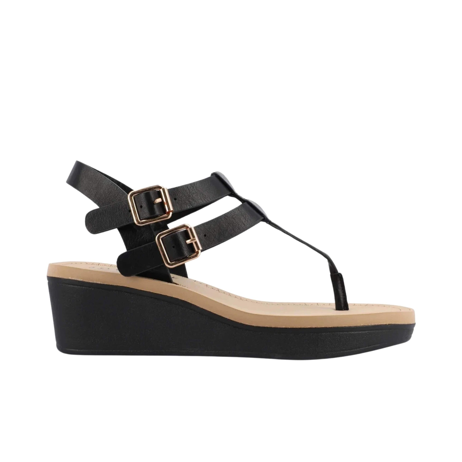 JOURNEE COLLECTION Womens Shoes 40 / Black JOURNEE COLLECTION - Double buckle wedge sandals
