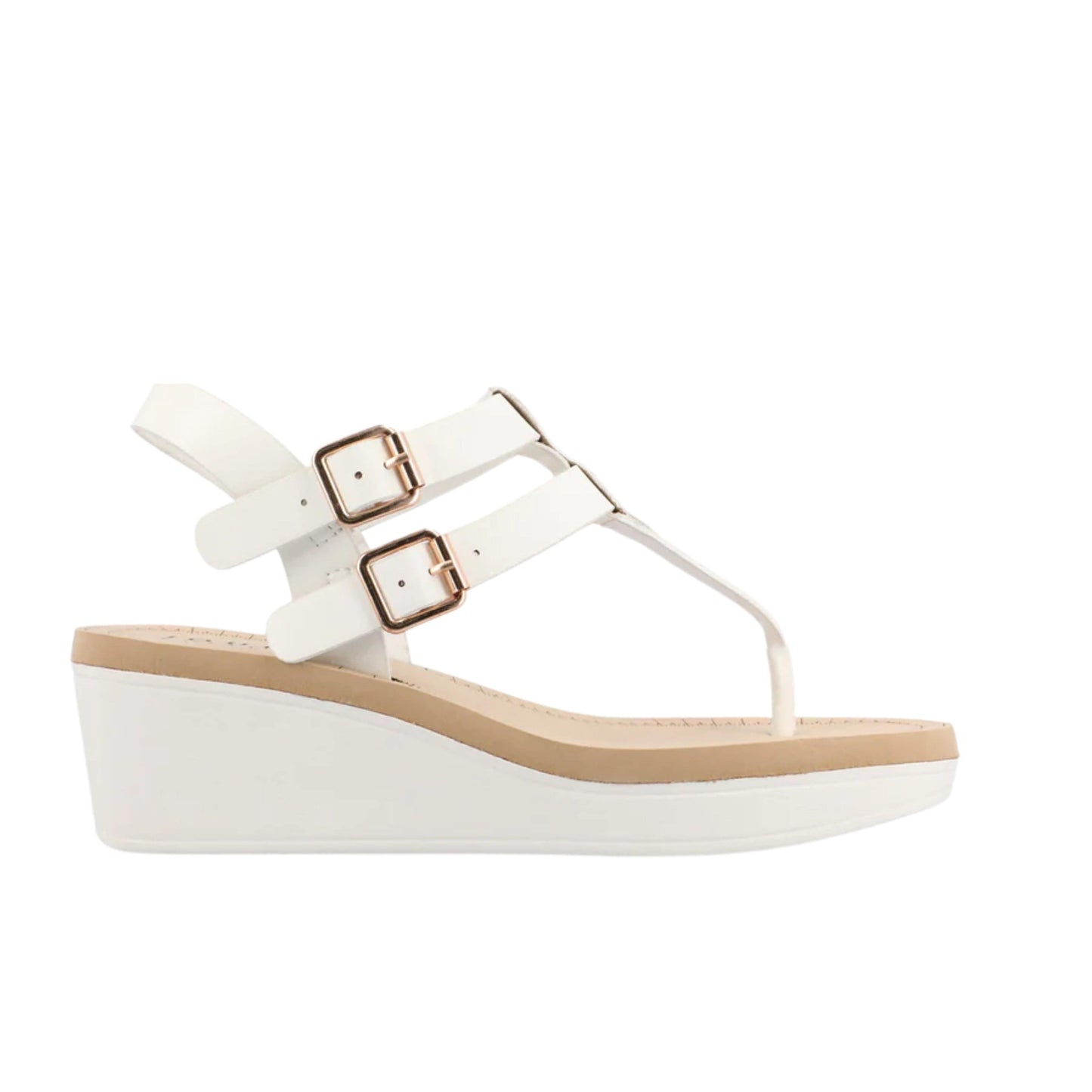 JOURNEE COLLECTION Womens Shoes 39 / White JOURNEE COLLECTION - Double buckle wedge sandals