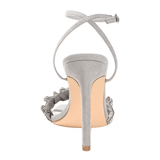 JOURNEE COLLECTION Womens Shoes 36.5 / Silver JOURNEE COLLECTION -  Embellished Faux Leather Heels