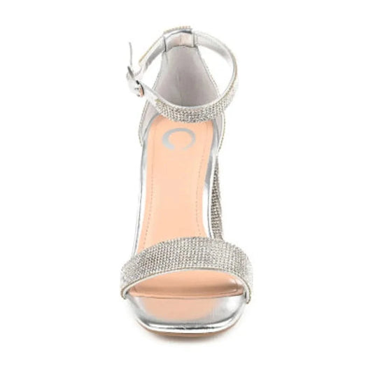 JOURNEE COLLECTION Womens Shoes 40 / Silver JOURNEE COLLECTION - Open Toe High Block Heel Pumps