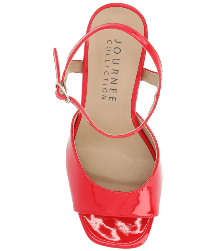 JOURNEE COLLECTION Womens Shoes 37.5 / Red JOURNEE COLLECTION - Vegan Leather Ankle Strap Platform Dress Sandals