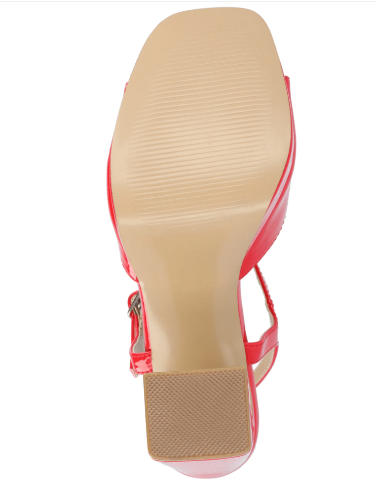 JOURNEE COLLECTION Womens Shoes 37.5 / Red JOURNEE COLLECTION - Vegan Leather Ankle Strap Platform Dress Sandals