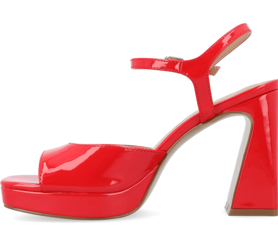 JOURNEE COLLECTION Womens Shoes 37.5 / Red JOURNEE COLLECTION - Vegan Leather Ankle Strap Platform Dress Sandals