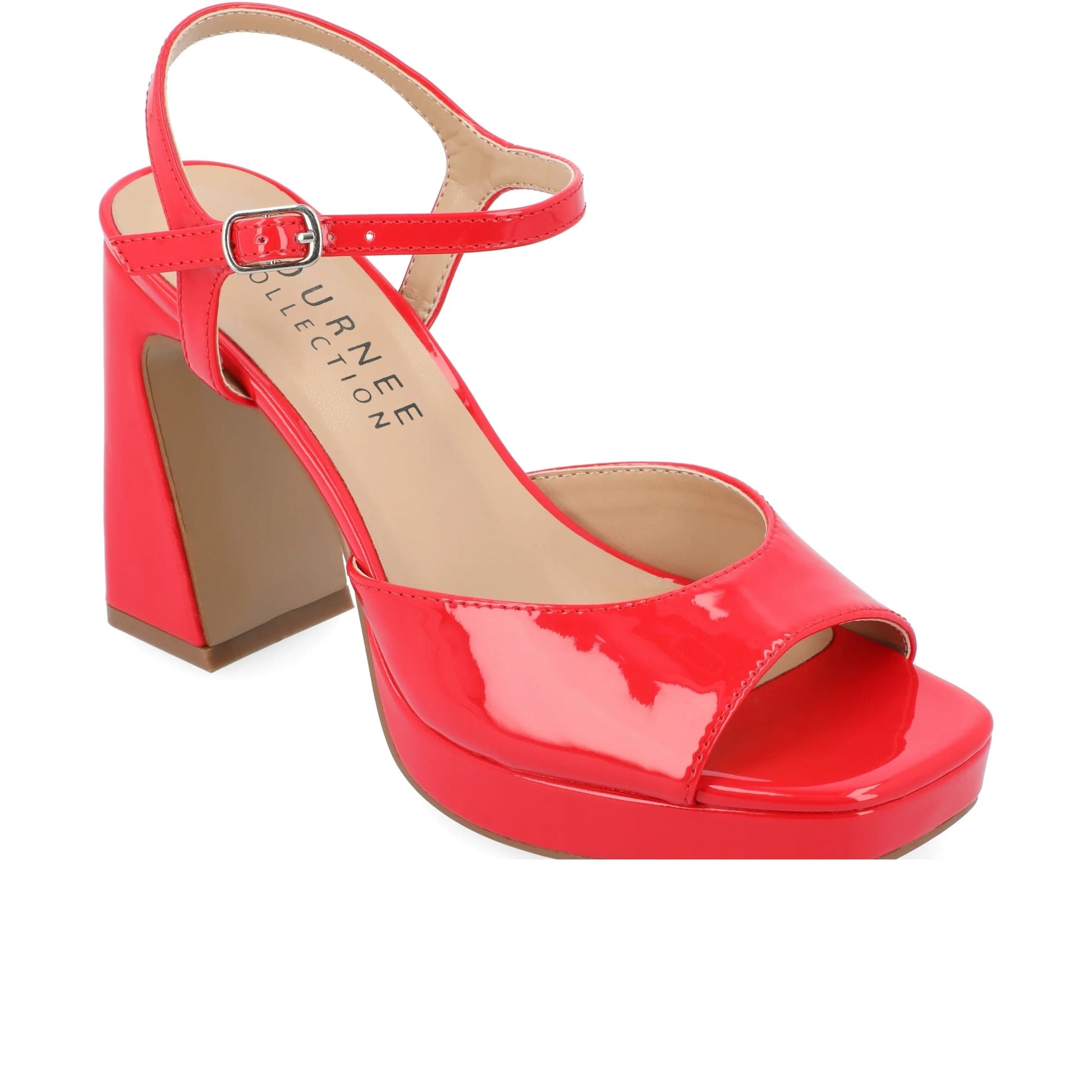 JOURNEE COLLECTION Womens Shoes 37.5 / Red JOURNEE COLLECTION - Vegan Leather Ankle Strap Platform Dress Sandals