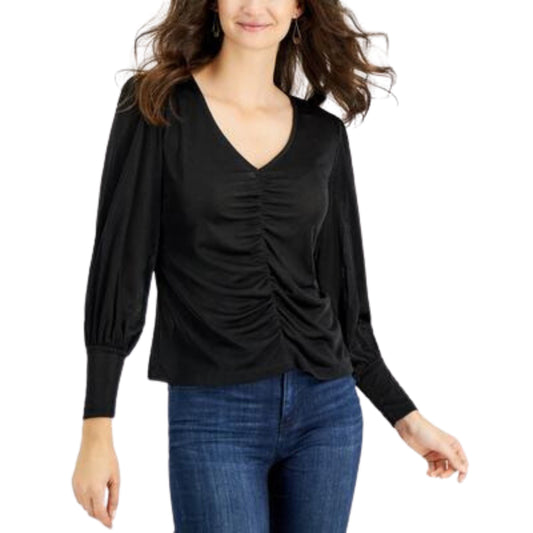 JPR STUDIO Womens Tops XS / Black JPR STUDIO -  Ruched Blouson-Sleeve Top