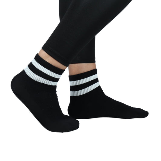 JUAN RAUL Socks 40-45 / Black JUAN RAUL - Striped High Cut Socks