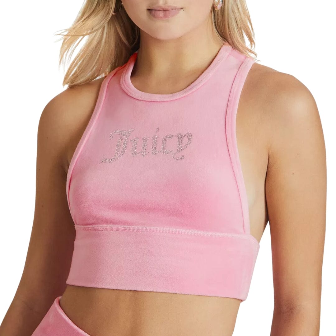 JUICY COUTURE Womens Tops M / Pink JUICY COUTURE - Cropped Velour Tank Top