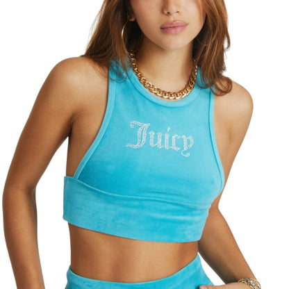 JUICY COUTURE Womens Tops XL / Blue JUICY COUTURE - Cropped Velour Tank Top