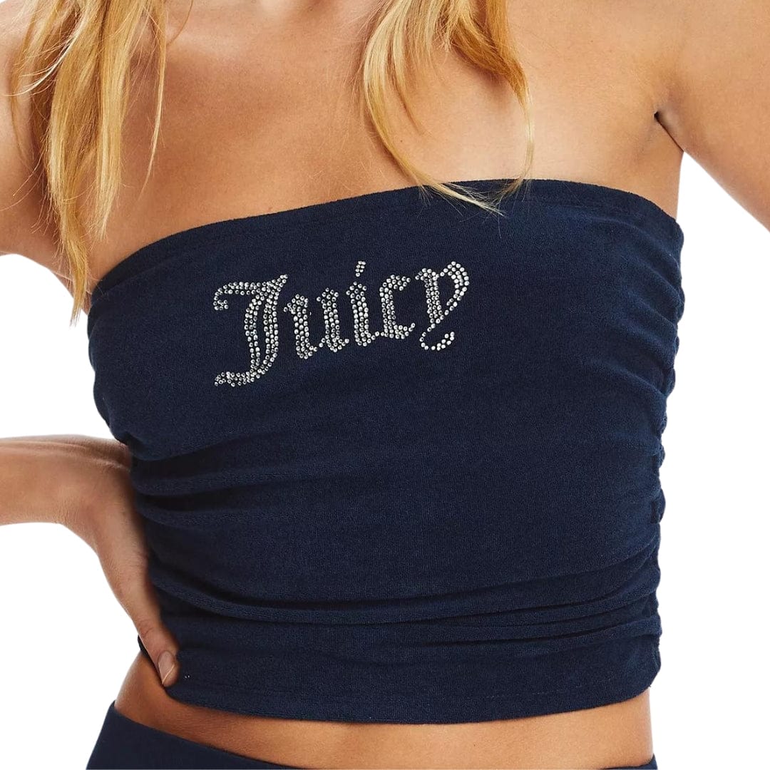 JUICY COUTURE Womens Tops XS / Navy JUICY COUTURE - Logo Terry Tube Top