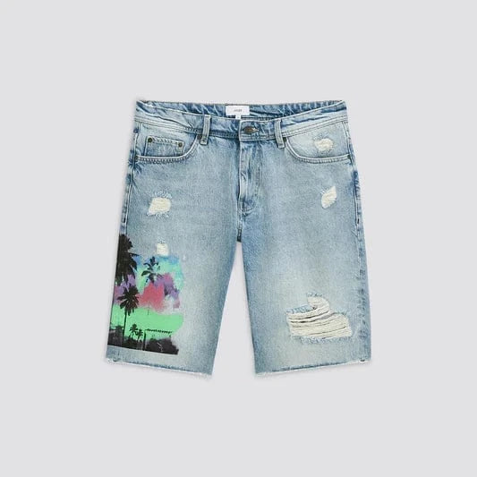 JULES Mens Bottoms 38W x 13.5L / Multi-Color JULES - Painted design shorts denim